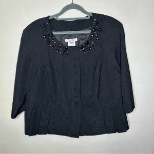 Plaza South Black Peplum Brocade Blazer Size 14 wide petite